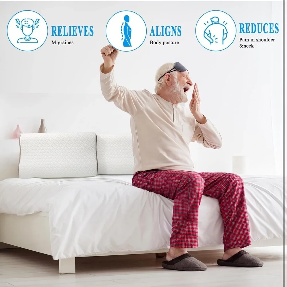 Bed Pillow for Seniors & Elderly, New Material Firm Enhanced Neck Support
